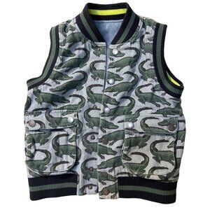 Stella McCartney Kids Reversible Alligator Vest  6 Years  Blue & Green